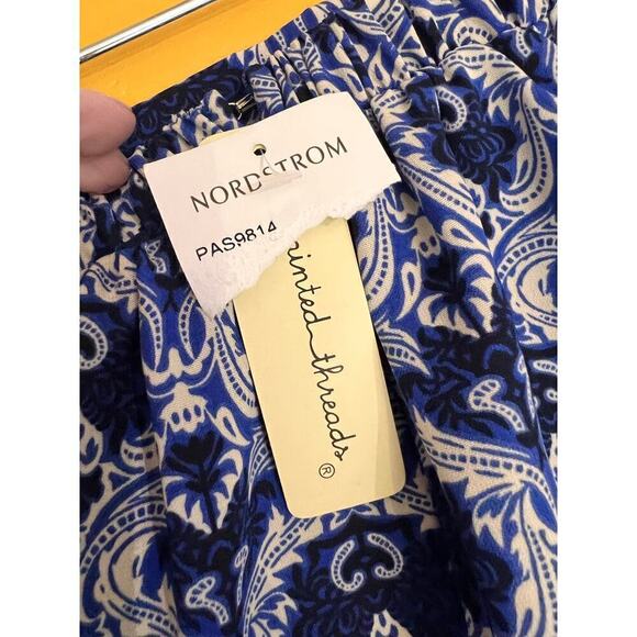 Painted Threads Blue Paisley Damask Print A-Line Flare Mini Skirt Size XS NWT - Picture 4 of 8